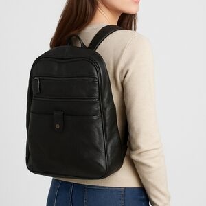 Roots full leather pebbled leather backpack medium large black unisex
